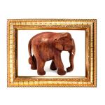 Hawai Feng Shui Vastu Remedies Wooden Framed Brown Elephant Photo for Home Office Business Place SFDI211GLDFRM