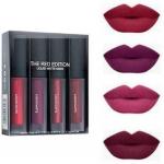 Grace & Elegance Red Enrich Matte Liquid Set of 4 + 5in1 Lipstick,Set 3