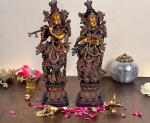 Dattatreya Multicolor Brass Lord Radha And Krishna Idol (Combo Of 2)