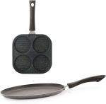 iVBOX Breakfast-Combo Dosa Tawa (NO-Induction Base) and Uttapam Maker Appam pan (Aluminium, Non-stick)