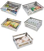 Plantex Durable Silver Stainless Steel Kitchen Storage Basket - 17 x 20 x 8 inch (pack of 5)