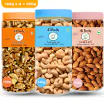 41 foods Dry fruits combo pack of Walnuts Almonds Cashews | Kaju Badam Akhrot ( 150GM X 3 ) 450 GM