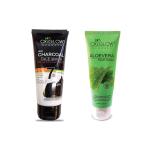 Oxyglow Herbals White Herbals Charcoal Face Wash 100 Gm And Herbals Alovera Face Wash 100 Ml (Pack Of 2)