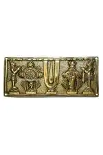 Bhimonee Decor Brass Shanku Chakra Hanging with Garuda and Hanuman Wall Plate 10 x 4 inch