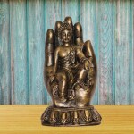 Miss Peach - Gold Fangshui Religious Hand Palm Buddha Statue For Home Decor , Diwali Gift, Best Gift for Diwali Decor, Diwali Decoration
