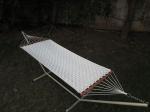 Hangit White Outdoor Soft weave Quilted Hammock with Steel Hammock Stand Set