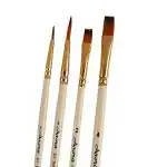 FRKB 4pc Round and Flat Mix Painting Brush Set for Water Acrylic and Gauche Painting