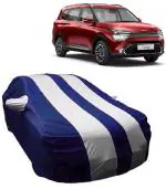 Carigiri White And Navy Blue Car Cover For Kia Carens(Triple Stitched,Mirror Pocket,Dustproof)(Models-2022)