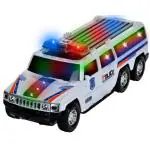 KTRS Enterprise Police Car Toy for Kids with Light & Sound, 360 Degree Rotating Bump and Go Action, Battery Operated USV Police Car with Siren and Light