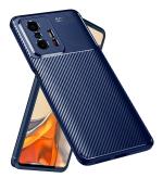 Golden Sand for Xiaomi 11T Pro 5G Back Cover Drop Tested Shock Proof Slim Armor Aramid Carbon Fibre Rugged TPU Case for Xiaomi Mi 11T, Mystic Blue