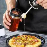 COSYSMART 250 ml honey dispenser glass bottle for home ,honey jar bottle for kitchen With Dipper Stick Spoon, Honey Storage Glass Container [pack of 1 ]