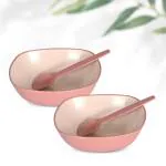 Eha Set of 2 Earth-Friendly Multipurpose Bowls for Kitchen with Spoons | 750 ml | Made with Rice Husk | Microwave Safe Bowl | for Hot & Cold Serving Bowl Set | Innocent