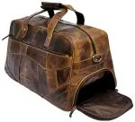 Rustic Town Brown Full Grain Leather Travel Duffle Bag 30 L