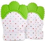 Koochie-Koo Green Printed Infant Food Grade Silicone Soothing Teething mittens Gloves ,3-18 m, 2 Pcs