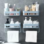 SURKHAMART Bathroom Shelf Organizer For Home And Kitchen.Bathroom Accessories, Bathroom Rack, Removable Reusable Vacuum Suction Rack Dishwasher Liquid, Brush, Cloth, Soap, Sponge, Heir Oil, etc. (4 Bathroom Shelf)