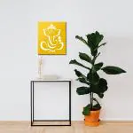 METSY Laser Cut Shri Ganesh Backlit Wall Light Wall Art (23.6 inch X 27.5 inch, Yellow)