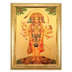Hawai Shree Panch Mukhi Hanuman Bajrang Bali Gold Plated Wooden Wall hanging Photo Frame SFDI508_GLDFRM