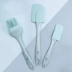 Amour Flexible 3-Pcs Mini Silicon Spatula Set, Heat Resistant and BPA Free, Mini Half Spreader-Green