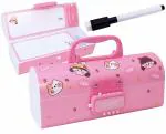 Toyshine Pencil Box with Code Lock Pen Case with Secret Compartment Pencil Box - Pink
