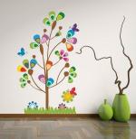 LANSTICK Multicolor PVC Vinyl Butterfly Tree Wall Self Adhesive Wall Sticker