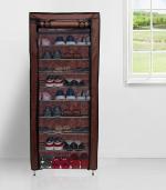 RAXON WORLD Multi-Purpose Metal 9 Layer Portable and Folding Shoe Stand (Brown)