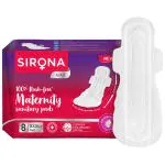 Sirona Natural Ultra Soft Superr Pads - 8 Pieces (420mm) for Maternity Flow, Overnight Flow and Extremely Heavy Flow