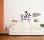 Decal O Decal Cute Boy and Girl Riding Cycle With Quotes