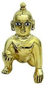 Navyaksh- Maa bhagwati traders 3 no. brass ladoo gopal ji Decorative Showpiece - 6 cm (Brass, Gold)