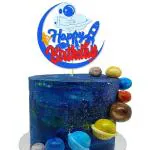 Festiko Astronaut Cake Topper, Happy Birthday Space Cake Topper Galaxy Space Theme Cake Decorations For Kids Boys Girls Birthday Party Supplies Rocket Cake Decoration