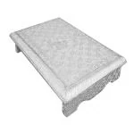 RAJASTHANI HAAT AND CRAFT Peacock Design German Silver Meenakari Wooden Pooja Patla Paat (12 X 18 Inches)