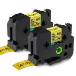 HAIDERY HARDWARE AUTM Buyalot Compatible P Touch Label Tape Tze-651 Black on Yellow Standard Laminated Compatible with Brother P Touch PTD600 PT-P900W PT-P950NW Label Maker, 24mm (Pack of 2)
