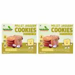 Satvikveda Jowar Coconut Cookies 200 gm (Pack of 2) | Millet & Jaggery Biscuits | Healthy Snacks for Toddler & Kids | 100% Junk free Cookie | No Maida, Added Sugar, Preservatives