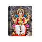 SHASWAT ART Limited Edition lal baug ka raja Ganesha Canvas Painting with Wooden Box Frame for Living Room, Bed Room, Office, Hotels (46cm x 61cm)