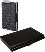 StealODeal Black Slim Money Holding RFID Front Pocket Smart Cases - 15 Card Holder (Set Of 2)