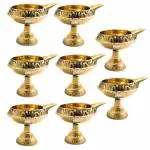 Prisha India Craft Brass Diwali Kuber Deepak Diya Oil Lamp ith Sand for Poojan Purpose, Set of 8
