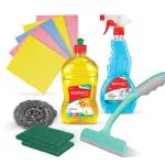 Spotzero By Milton Kitchen Cleaner and Wipe Set (1 Pc Glass Cleaner; 5 Pcs Sponge Wipe Set; 3 Pcs Utensil Scrubber; 1 Pc Dishwash Gel, 500 ml; 1 Pc Sleek Moppy; 1 Pc Utensil Scourer)