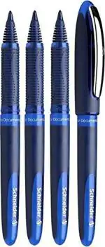 Luxor Schneider One Business Roller Ball Pen - Blue | 0.6 mm | Pack of 4 | 2200 mtrs writing length | Waterproof Ink | Consistent ink flow | Ideal for Professionals-Office essential