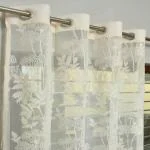 Gopvi Tissue Net Curtain Drapes for Living Room 7Ft Door Curtains for Bedroom Kitchen Hall Decorative Light Filtering Panels for Home Office (4x7 Feet, Offwhite Leaf)