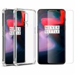 Kite Digital OnePlus 6 Transparent Bumper Shock Proof Corner Soft TPU Silicone Flexible Back Case Cover + Transparent Tempered Glass Screen Protector