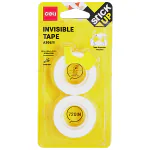 Deli Transparent Double Sided Invisible Tape for Sticking, Fixing, Sealing,18mm, 2 rolls in a pack