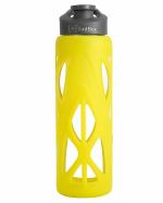 TintBox Borosilicate Glass Water Bottle with Silicone Sleeve, Atomic Yellow
