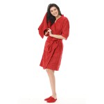 Sassoon Sandy Cotton Bathrobe With Slippers for Men & Women, Unisex Luxury Bathrobe Towel, Spa Robe Combed (Pack of 1) - Red Color