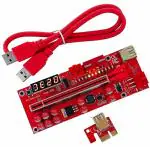 Shining Wings PCI-E 1X to 16X Extender GPU Riser Card For Bitcoin ETH Mining PCI Express Adapter V014 pro With 10pcs Capacitor and 12 LED Light Temperature Probe 6PIN + 6PIN + 4PIN SATA 60cm USB 3.0 Extension Cable