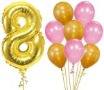 FANEX Solid Latex Number and Metallic Color Balloon (Pack of 21)