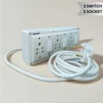 Elecstar 3 Socket 3 Switch 6 amp Extension Board, Switch Board, Power Strip 8 Meter Extension Cord for Home & Office
