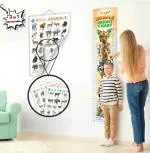 GOWOO 2 IN 1 WILD AND FARM ANIMALS & PETS and JUNGLE HEIGHT CHART | Set of 2 chart 1 Educational + 1 Height Chart | An Exciting Combo of Wild, Farm Animals & Pets with Jungle Height Chart for Children
