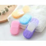 CLAIRET Paper Washing Hand Clean Scented Slice Sheets Disposable Box Portable Mini Paper Soap || Paper soap Strips for Travelling || Multicolor (Pack of 2)
