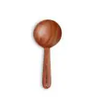 The Indus Valley Brown Neem Wood Round Cooking Ladle (23 cm)
