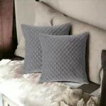 CASA-NEST Premium Soft Quilted Velvet Print Cushion Cover,Pack of 5 Pc,Bed Cushion/Decorative Sofa Cushion Cover (Size:16x16Inch) (Grey)