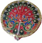 PRABHUVATI FASHION Peacock Design Ladu laddu bal Gopal kanha thakurji Poshaak Cloth for janmashtami|God Dress|Bhagwaan Krishna ji Poshak|God Vastra Set (Red, 4 Number)